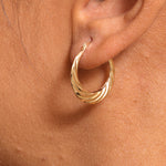 Load image into Gallery viewer, 14K Solid Yellow Gold Twisted Hoop Earrings, Graduated Twisted Hoop Earrings, Textured Hoop Earrings, Hinged Clasp Hoop Earrings, Gold Hoops
