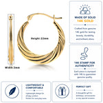 Load image into Gallery viewer, 14K Solid Yellow Gold Twisted Hoop Earrings, Graduated Twisted Hoop Earrings, Textured Hoop Earrings, Hinged Clasp Hoop Earrings, Gold Hoops
