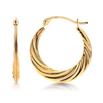 Load image into Gallery viewer, 14K Solid Yellow Gold Twisted Hoop Earrings, Graduated Twisted Hoop Earrings, Textured Hoop Earrings, Hinged Clasp Hoop Earrings, Gold Hoops
