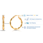 Load image into Gallery viewer, 14K Solid Yellow Gold  15mm, 25mm, and 30mm Twisted Hoop Earrings, Gold Twisted Hoop Earrings, Hinged Clasp Hoop Earrings, Gold Hoop Earrings
