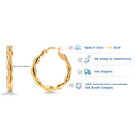 Load image into Gallery viewer, 14K Solid Yellow Gold  25mm Twisted Hoop Earrings, Circle Twisted Hoop Earrings, Gold Twisted Hoop Earrings, Hinged Clasp Hoop Earrings, Gold Hoop Earrings, Round Twisted Hoop Earrings
