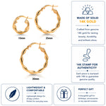 Load image into Gallery viewer, 14K Solid Yellow Gold  15mm, 25mm, and 30mm Twisted Hoop Earrings, Gold Twisted Hoop Earrings, Hinged Clasp Hoop Earrings, Gold Hoop Earrings