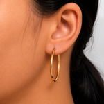 Load image into Gallery viewer, 14K Yellow Gold Shiny Tube 35MM Hoop Earrings, Tube Hoop Earrings, Round Hoop Earrings, Gold Hoop Earrings, Hinged Clasp Hoop Earrings, 35mm Hoop Earrings
