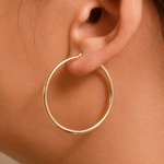 Load image into Gallery viewer, 14K Yellow Gold Shiny Tube 35MM Hoop Earrings, Tube Hoop Earrings, Round Hoop Earrings, Gold Hoop Earrings, Hinged Clasp Hoop Earrings, 35mm Hoop Earrings