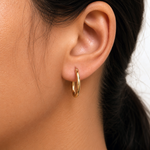 Load image into Gallery viewer, 14K Solid Yellow Gold 15MM Shiny Tube Hoop Earrings, Tube Hoop Earrings, Round Hoop Earrings, Gold Hoop Earrings, Hinged Clasp Hoop Earrings, 15mm Hoop Earrings