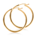 Load image into Gallery viewer, 14K Yellow Gold Shiny Tube 25MM Hoop Earrings
