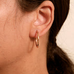 Load image into Gallery viewer, 14K Yellow Gold Shiny Tube 25MM Hoop Earrings
