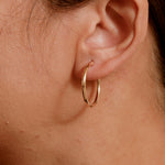 Load image into Gallery viewer, 14K Yellow Gold Shiny Tube 25MM Hoop Earrings
