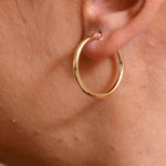 Load image into Gallery viewer, 14K Yellow Gold Shiny Tube 25MM Hoop Earrings
