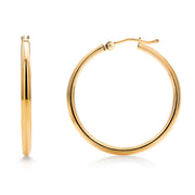 14K Yellow Gold Shiny Tube 25MM Hoop Earrings, Tube Hoop Earrings, Round Hoop Earrings, Gold Hoop Earrings, Hinged Clasp Hoop Earrings, 25mm Gold Hoop Earrings