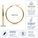 Load image into Gallery viewer, 14K Yellow Gold Shiny Tube 30mm Hoop Earrings, Tube Hoop Earrings, Round Hoop Earrings, Gold Hoop Earrings, Hinged Clasp Hoop Earrings