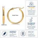 Load image into Gallery viewer, 14K Yellow Gold Shiny Tube 20mm Hoop Earrings,  Tube Hoop Earrings, Round Hoop Earrings, Gold Hoop Earrings, Hinged Clasp Hoop Earrings