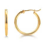 Load image into Gallery viewer, 14K Yellow Gold Shiny Tube 15mm, 20mm, 25mm, 30mm, 35mm Hoop Earrings
