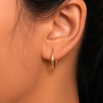 Load image into Gallery viewer, Solid 14K Yellow Gold Crystal Cut Round 15mm Hoop Earrings, Gold Hoop Earrings, Sparkle Hoop Earrings, Textured Hoop Earrings, Hinged Clasp Hoops, 15mm Gold Hoop Earrings