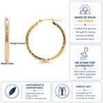 Load image into Gallery viewer, 14K Yellow Gold Crystal Cut Round 25mm Hoop Earrings, Gold Hoop Earrings, Sparkle Hoop Earrings, Textured Hoop Earrings, Hinged Clasp Hoops, 25mm Gold hoop Earrings