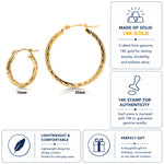 Load image into Gallery viewer, Solid 14K Yellow Gold Crystal Cut Round 15mm and 25mm Hoop Earrings, Gold Hoop Earrings, Sparkle Hoop Earrings, Textured Hoop Earrings, Hinged Clasp Hoops, Gold Hoop Earrings