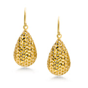14K Solid Yellow Gold Puffed Tear Drop Dangle Earrings, Gold Tear Drop Earrings, Drop Earrings, Water Drop Earrings, Dangle Earrings