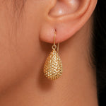 Load image into Gallery viewer, 14K Solid Yellow Gold Puffed Tear Drop Dangle Earrings, Gold Tear Drop Earrings, Drop Earrings, Water Drop Earrings, Dangle Earrings