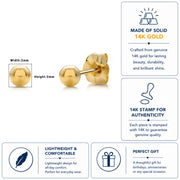 14K Solid Yellow Gold Classy Ball Studs, Gold Ball Studs, Tiny Stud Earrings, Ball Earrings, Small Gold Studs, Push back Ball Stud, Stud Earrings