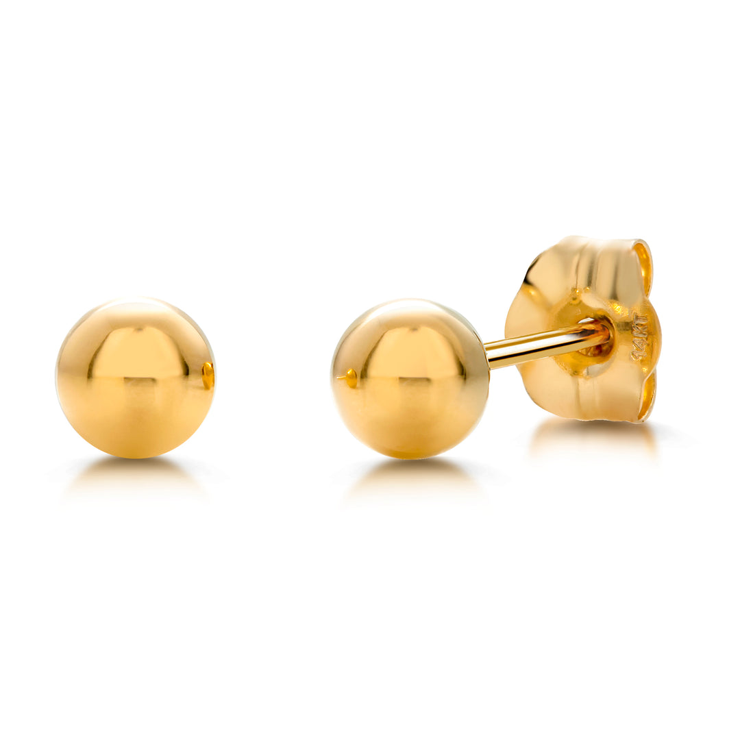 14K Solid Yellow Gold Classy 2mm, 3mm, and 4mm Ball Studs