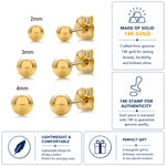 Load image into Gallery viewer, 14K Solid Yellow Gold Classy 2mm, 3mm, and 4mm Ball Studs, Gold Ball Studs, Tiny Stud Earrings, Ball Earrings, Small Gold Studs, Push back Ball Stud, Stud Earrings