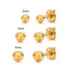 Load image into Gallery viewer, 14K Solid Yellow Gold Classy 2mm, 3mm, and 4mm Ball Studs
