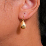 Load image into Gallery viewer, 14K Yellow Gold Puffed Tear Drop Dangle Earrings, Gold Tear Drop Earrings, Drop Earrings, Water Drop Earrings, Dangle Earrings
