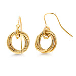 Load image into Gallery viewer, 14K Solid Yellow Gold Textured Dangle Earrings, Euro Wire Dangle Earrings, Yellow Gold Dangle Earrings

