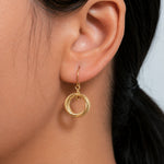 Load image into Gallery viewer, 14K Solid Yellow Gold Textured Dangle Earrings, Euro Wire Dangle Earrings, Yellow Gold Dangle Earrings
