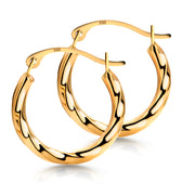 Solid 14K Yellow Gold 15mm Twisted Hoop Earrings, Circle Twisted Hoop Earrings, Gold Twisted Hoop Earrings, Hinged Clasp Hoop Earrings, Gold Hoop Earrings
