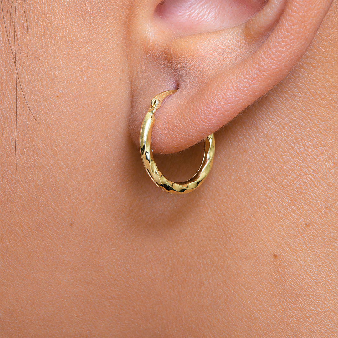 Solid 14K Yellow Gold 15mm Twisted Hoop Earrings, Circle Twisted Hoop Earrings, Gold Twisted Hoop Earrings, Hinged Clasp Hoop Earrings, Gold Hoop Earrings