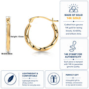 Solid 14K Yellow Gold 15mm Twisted Hoop Earrings, Circle Twisted Hoop Earrings, Gold Twisted Hoop Earrings, Hinged Clasp Hoop Earrings, Gold Hoop Earrings