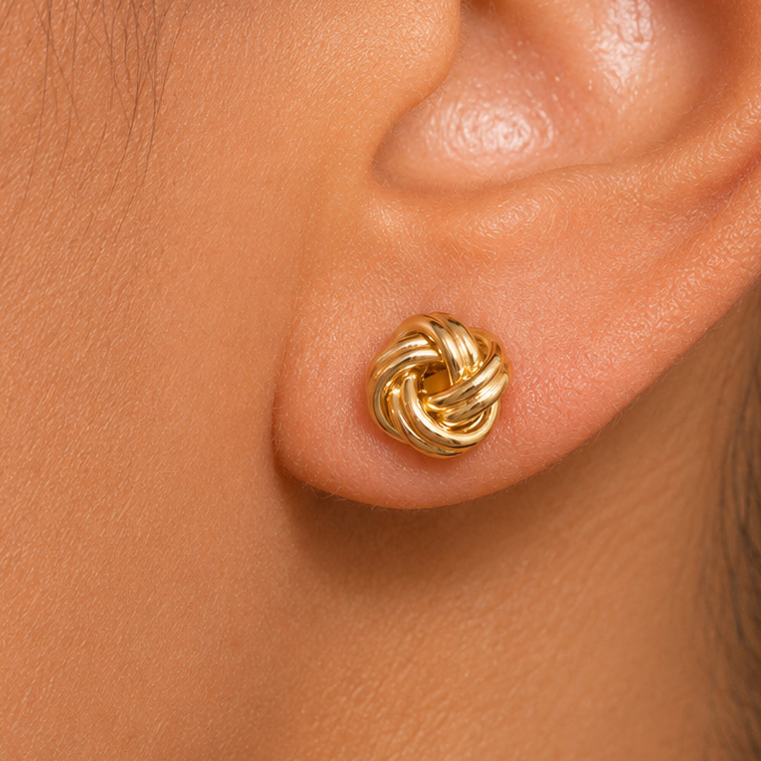 14K Solid Yellow Gold Love Knot Stud Earrings, Gold Knot Studs, Knot Studs, Gold Studs,Love Knot Studs, Minimalist Knot Studs, Push Back Studs