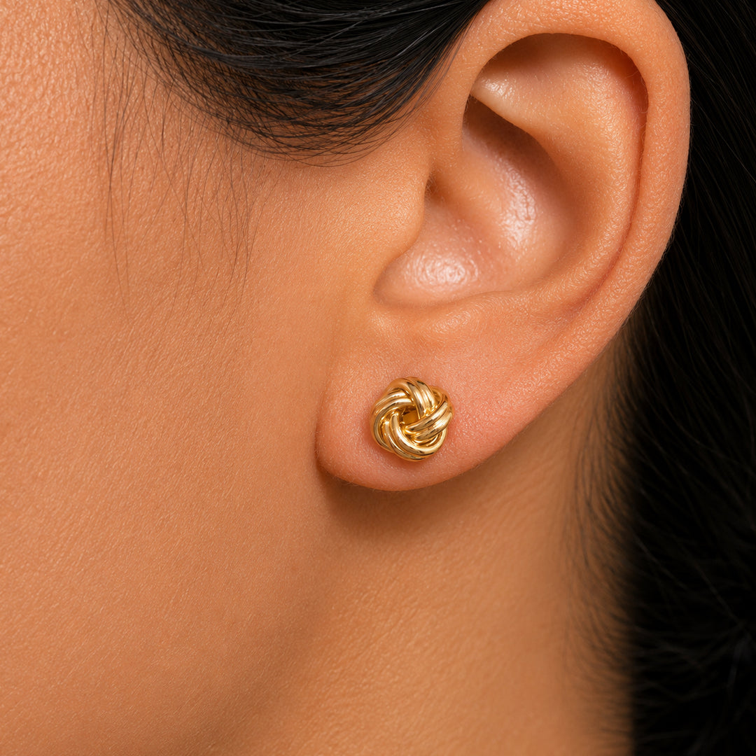14K Solid Yellow Gold Love Knot Stud Earrings, Gold Knot Studs, Knot Studs, Gold Studs,Love Knot Studs, Minimalist Knot Studs, Push Back Studs