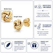 14K Solid Yellow Gold Love Knot Stud Earrings, Gold Knot Studs, Knot Studs, Gold Studs,Love Knot Studs, Minimalist Knot Studs, Push Back Studs