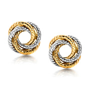 14K Multi Color Gold Knot Stud Earrings,  Multi color Gold Studs, Knot Studs, Dainty Studs, Gold Knot Studs, Love Knot Studs, Double Color Gold Studs