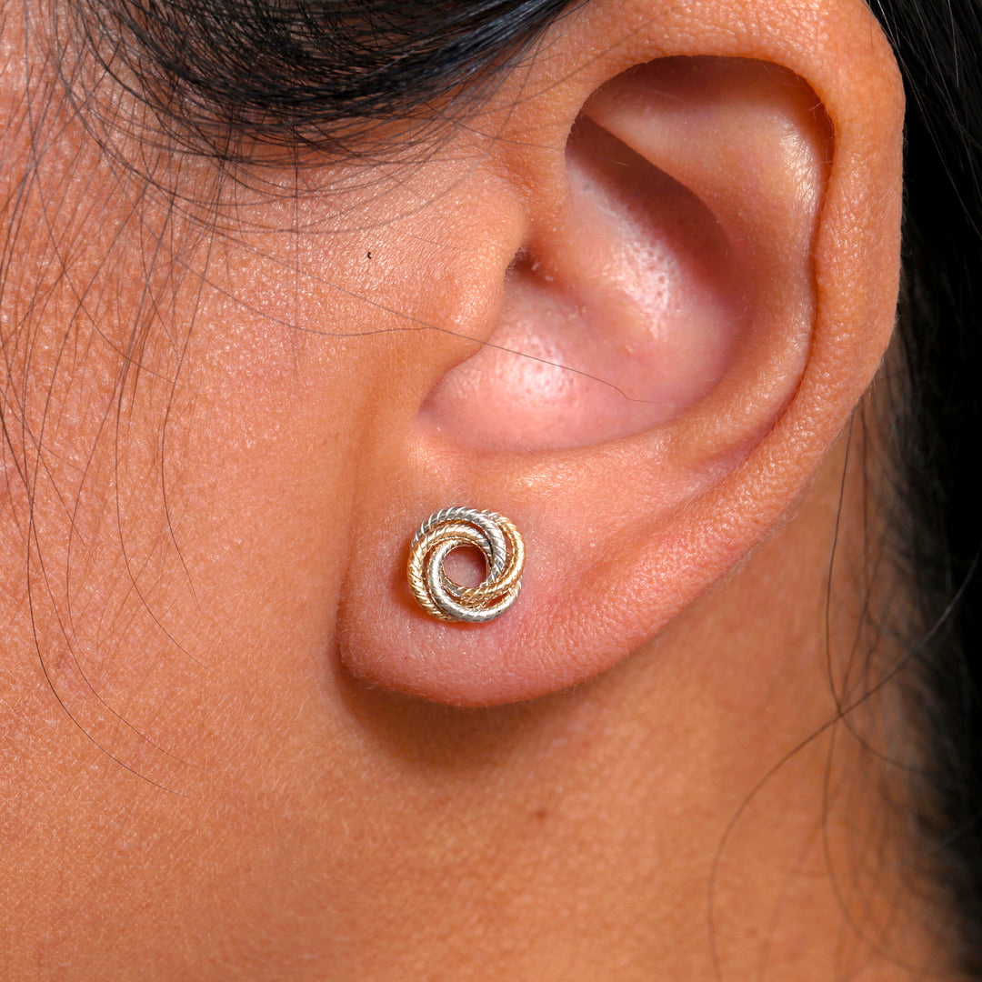 14K Multi Color Gold Knot Stud Earrings