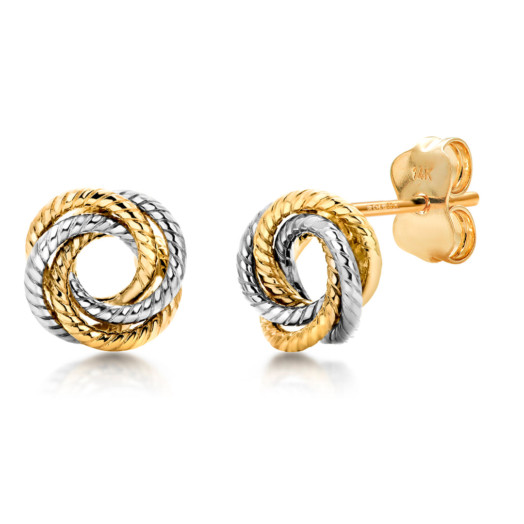 14K Multi Color Gold Knot Stud Earrings