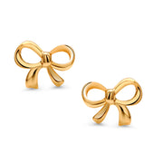 14K Yellow Gold Bow Studs, Bow Knot Studs, Bow Studs, Dainty Bow Studs, Ribbon Bow Studs, Knotty Bow Studs, Push Back Studs