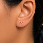Load image into Gallery viewer, 14K Yellow Gold Bow Studs, Bow Knot Studs, Bow Studs, Dainty Bow Studs, Ribbon Bow Studs, Knotty Bow Studs, Push Back Studs