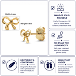 Load image into Gallery viewer, 14K Yellow Gold Bow Studs, Bow Knot Studs, Bow Studs, Dainty Bow Studs, Ribbon Bow Studs, Knotty Bow Studs, Push Back Studs