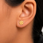 Load image into Gallery viewer, 14K Solid Yellow Gold Clover Stud Earrings, Gold Clover Studs, Clover Studs, Dainty Studs, Gold Studs, Minimalist Stud, Push Back Studs