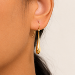 Load image into Gallery viewer, 14K Solid Yellow Gold Long Puffed Tear Drop Dangle Earrings, Gold Tear Drop Earrings, Drop Earrings, Water Drop Earrings, Dangle Earrings, Long Tear Drop Dangle Earrings