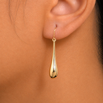 Load image into Gallery viewer, 14K Solid Yellow Gold Long Puffed Tear Drop Dangle Earrings, Gold Tear Drop Earrings, Drop Earrings, Water Drop Earrings, Dangle Earrings, Long Tear Drop Dangle Earrings