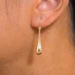 Load image into Gallery viewer, 14K Solid Yellow Gold Long Puffed Tear Drop Dangle Earrings, Gold Tear Drop Earrings, Drop Earrings, Water Drop Earrings, Dangle Earrings, Long Tear Drop Dangle Earrings
