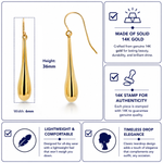 Load image into Gallery viewer, 14K Solid Yellow Gold Long Puffed Tear Drop Dangle Earrings, Gold Tear Drop Earrings, Drop Earrings, Water Drop Earrings, Dangle Earrings, Long Tear Drop Dangle Earrings