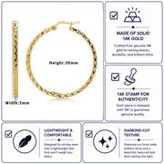 14K Yellow Gold Crystal Cut Round Hoop Earrings, Gold Hoop Earrings, Textured Hoop Earrings, Classic Hoop Earrings