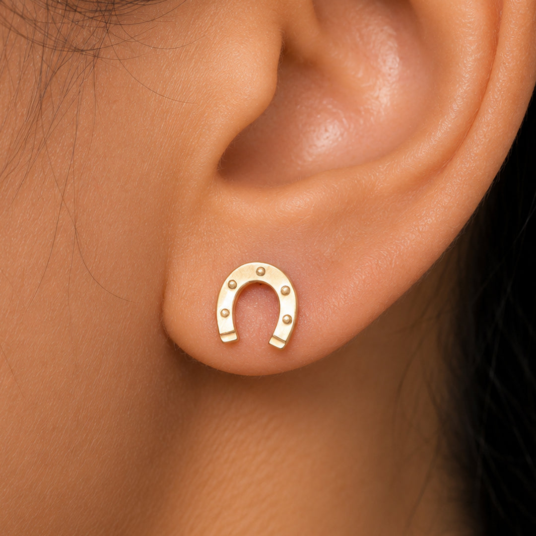 14K Yellow Gold Horseshoe Studs, Horseshoe Studs, gold Studs, Dainty Studs, Tiny Horseshoe Studs