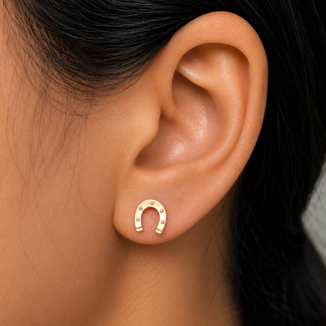 14K Yellow Gold Horseshoe Studs, Horseshoe Studs, gold Studs, Dainty Studs, Tiny Horseshoe Studs