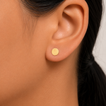Load image into Gallery viewer, 14K Solid Yellow Gold Disc Stud Earrings, Gold Round Disc Stud, Tiny Stud Earrings, Disc Earrings, Round Studs, 14K Yellow Gold Disc Studs